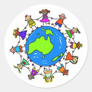 Sticker Rond Enfants australiens