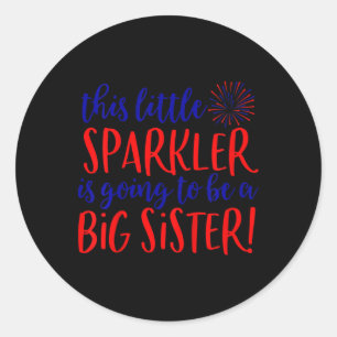 Sticker Rond Enfants Big Soeur Sparkler 4 juillet Grossesse Ann