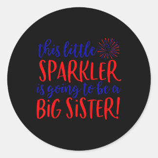 Sticker Rond Enfants Big Soeur Sparkler 4 juillet Grossesse Ann