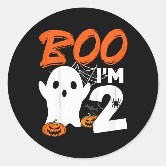Sticker Rond Enfants Boo Im 2 Halloween Costume Anniversaire Dé (Devant)