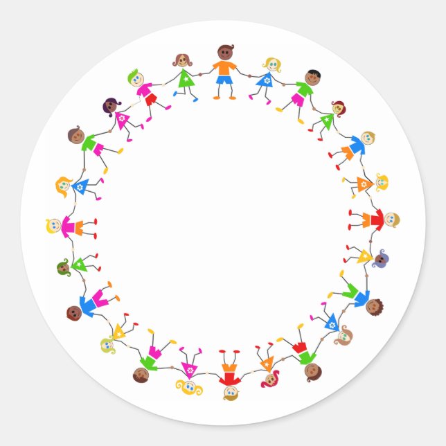 Sticker Rond Enfants colorés (Devant)