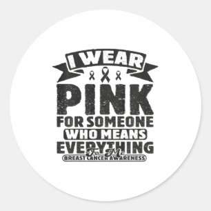 Sticker Rond Enfants Cute Rose Ruban Famille Cancer du sein de
