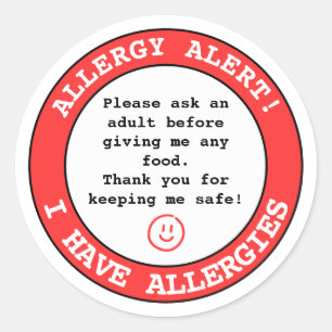 Sticker Rond Enfants d'alerte d'allergie alimentaire personnali