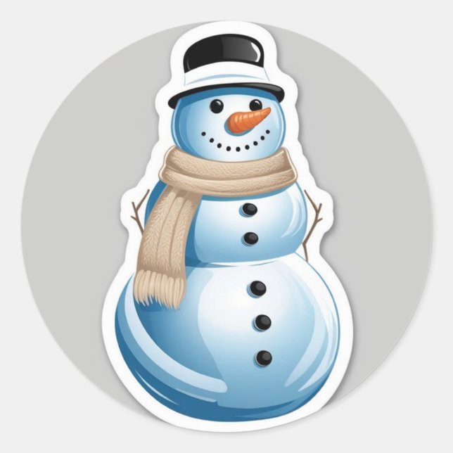 Sticker Rond Enfants de bonhomme de neige givré (Devant)