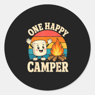 Sticker Rond Enfants de camping marshmallow mignon feu de camp