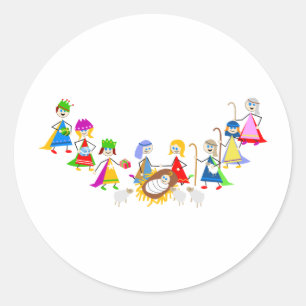 Sticker Rond Enfants de la Nativité