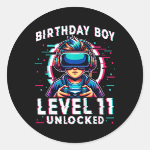 Sticker Rond Enfants de niveau 11 déverrouillés 11 ans Joueur d