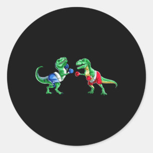 Sticker Rond Enfants Dinosaure Boxe T Rex T Shirt Cadeau Gants 