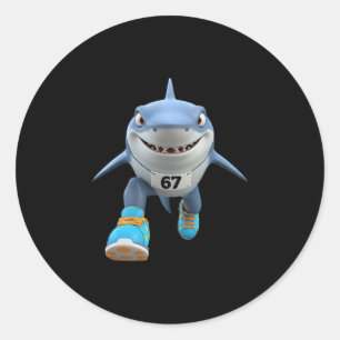 Sticker Rond Enfants drôles 67 Mème Tralalero Tralala Coureur I