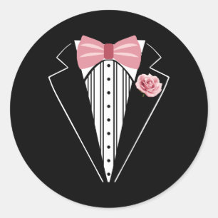 Sticker Rond Enfants drôles Adulte Rose Nœud papillon Rose Bout