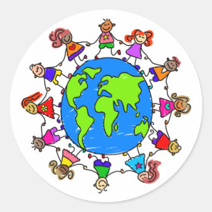 Sticker Rond Enfants du monde