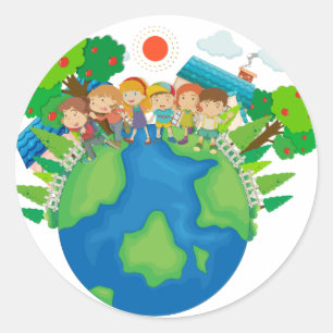 Sticker Rond Enfants du monde entier