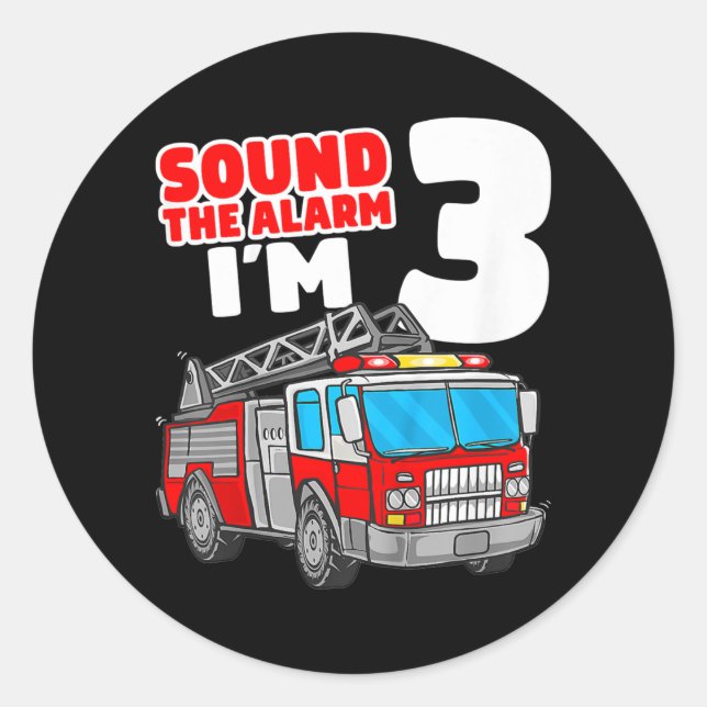 Sticker Rond Enfants F ire Camion 3 an Vieux pompier 3e (Devant)