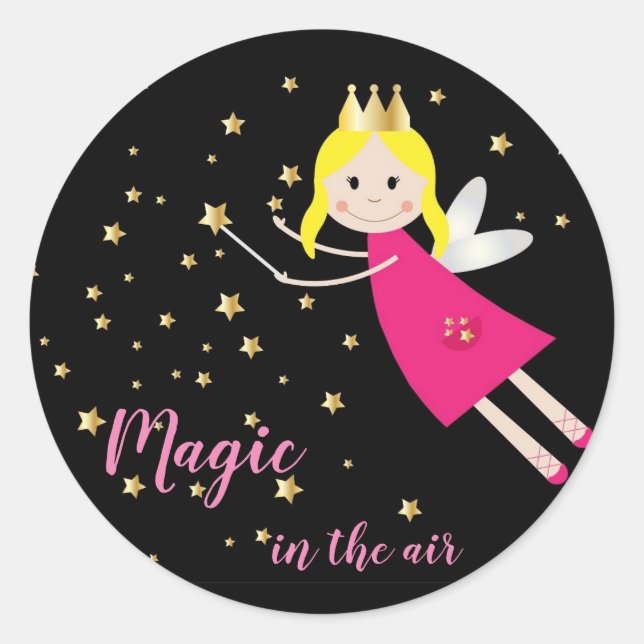 Sticker Rond Enfants Fairy Magie Wand Starry (Devant)
