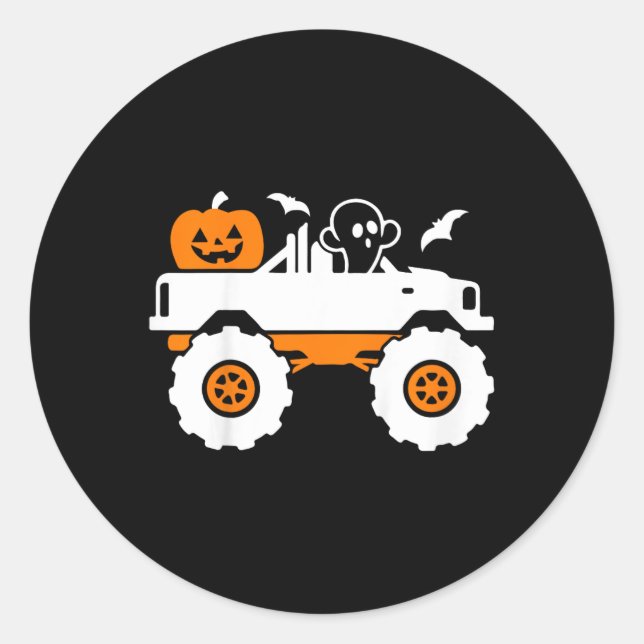 Sticker Rond Enfants Fantôme Citrouille équitation Monster Cami (Devant)