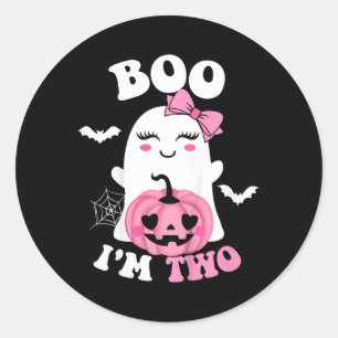 Sticker Rond Enfants Ghost Boo Je suis deux ans 2e anniversaire