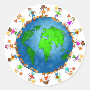 Sticker Rond Enfants globaux d'automne