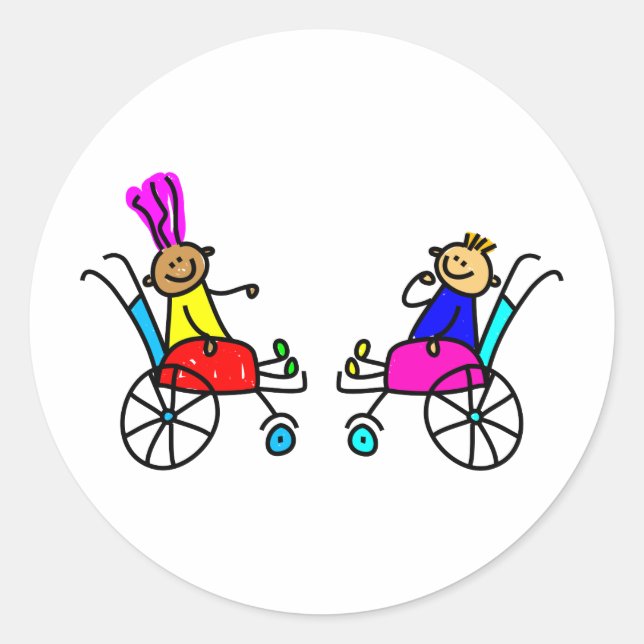 Sticker Rond Enfants handicapés (Devant)