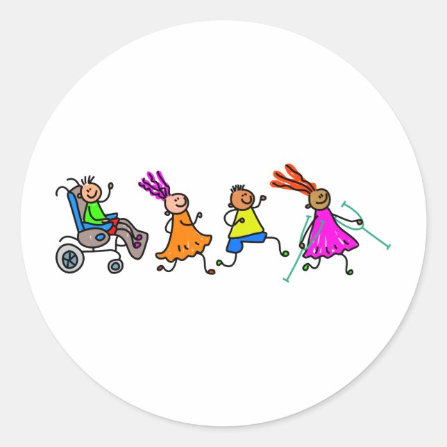 Sticker Rond Enfants handicapés (Devant)