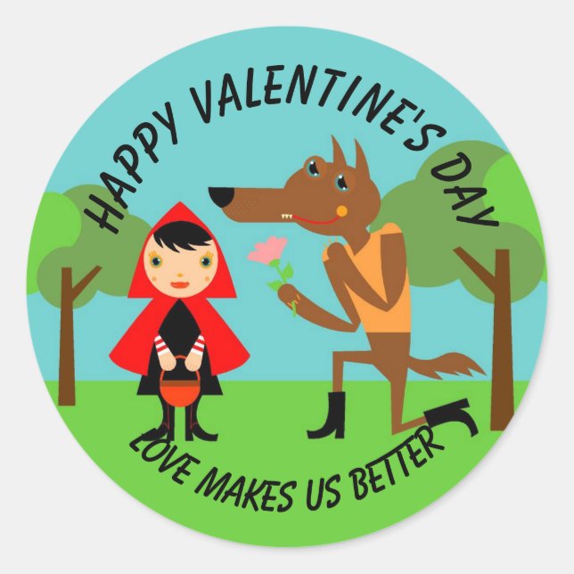 Sticker Rond Enfants Heureuses Saintes-Valentin (Devant)