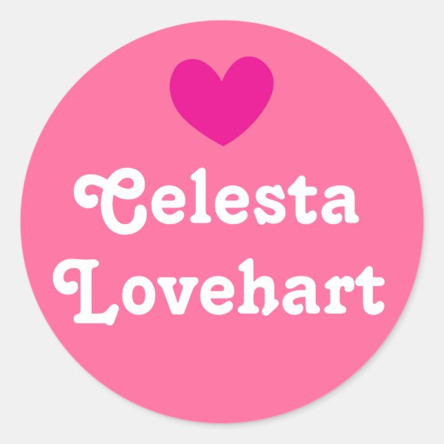 Sticker Rond Enfants id nommé coeur rose et blanc filles autoco (Devant)