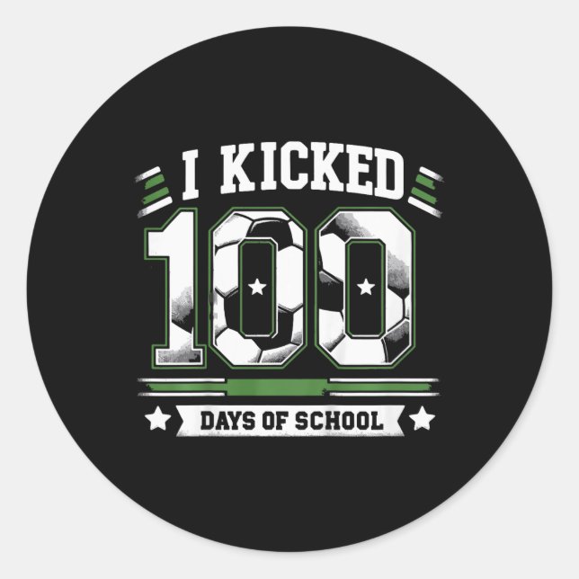Sticker Rond Enfants J'Ai Couché 100 Jours De Football Scolaire (Devant)