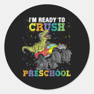Sticker Rond Enfants Je suis prêt à écraser Pré K Monster Camio