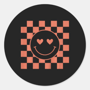 Sticker Rond Enfants Jeunesse Carreaux Rétro Saint-Valentin Sou