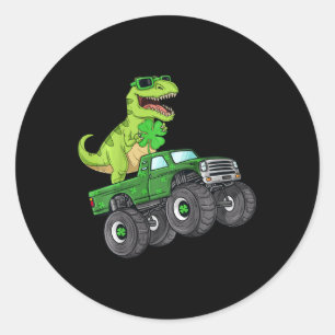 Sticker Rond Enfants Jour de la Saint Patrick T Rex équitation 