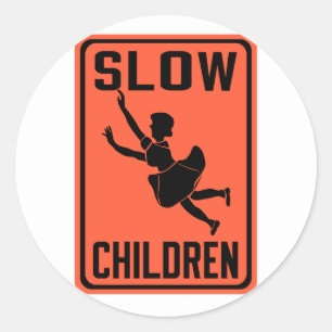 Sticker Rond Enfants lents, Signal d'avertissement de trafic, É