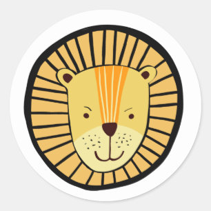 Sticker Rond Enfants Lion Jungle Animal