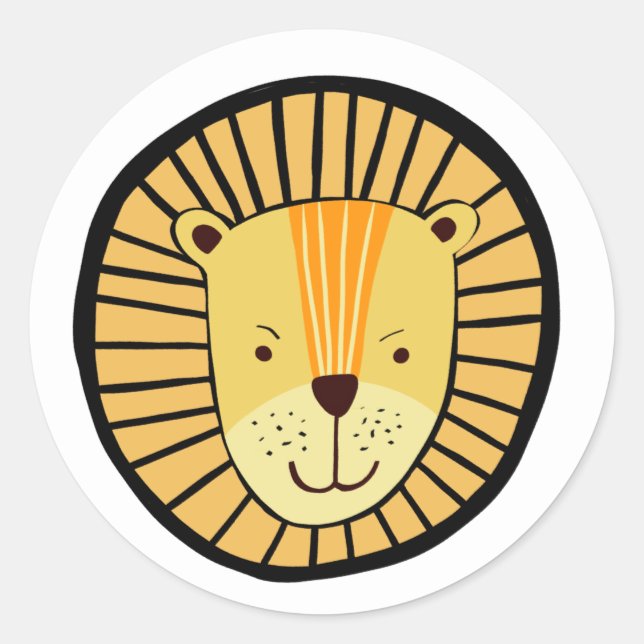 Sticker Rond Enfants Lion Jungle Animal (Devant)