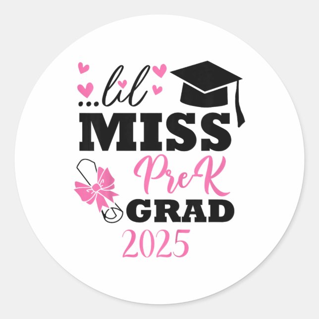 Sticker Rond Enfants Little Miss Pré-k Grad Préscolaire Prek Gr (Devant)
