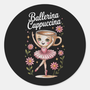 Sticker Rond Enfants mème Italien Brainrot Ballerina Cappuccina