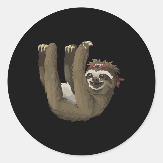 Sticker Rond Enfants mignonne Sloth Retro Sloths Tee (Devant)