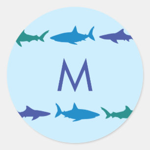 Sticker Rond Enfants mignonnes de requin