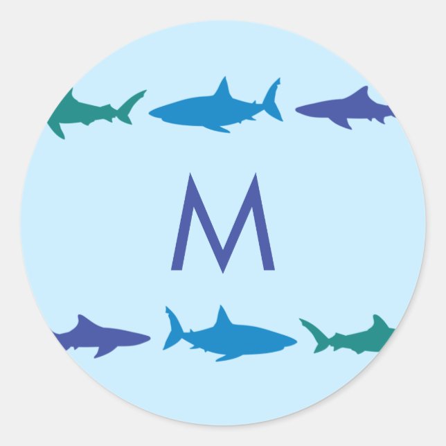 Sticker Rond Enfants mignonnes de requin (Devant)