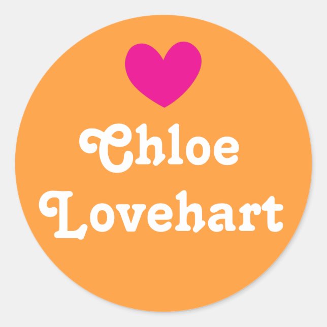 Sticker Rond Enfants nom coeur rose orange blanche filles autoc (Devant)
