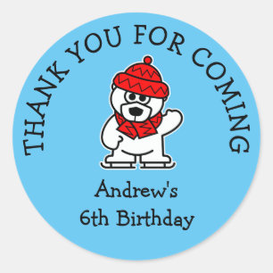 Sticker Rond Enfants patinage sur glace fête d'anniversaire jol