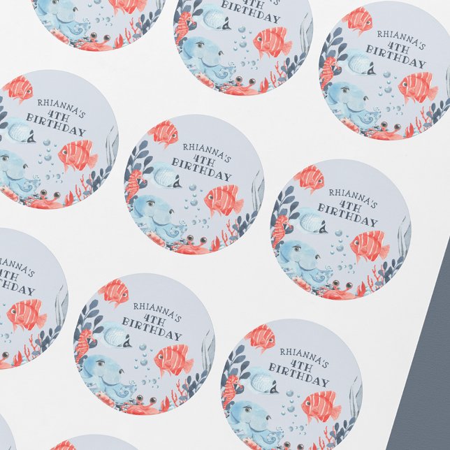 Sticker Rond Enfants Personnalisés Sous La Mer (Créateur téléchargé)