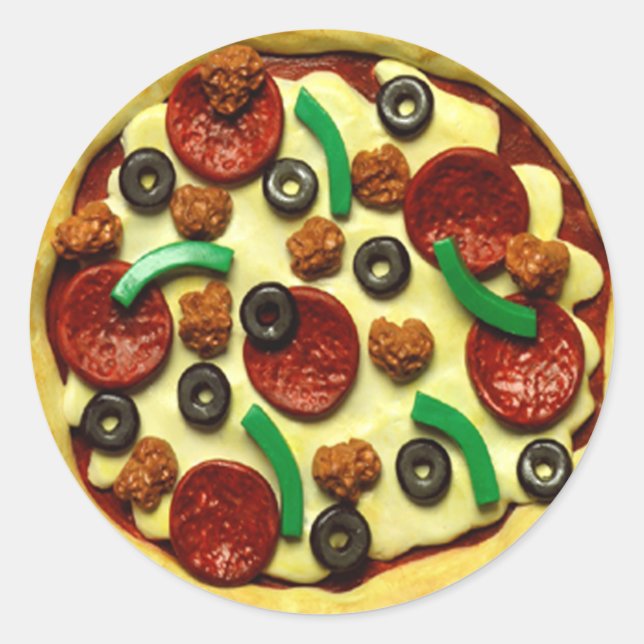 Sticker Rond Enfants Pizza fête d'anniversaire (Devant)