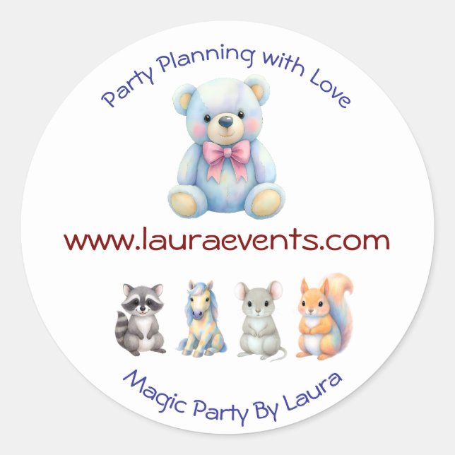 Sticker Rond Enfants Planificateur de fête Pastel Teddy Bear Co (Devant)