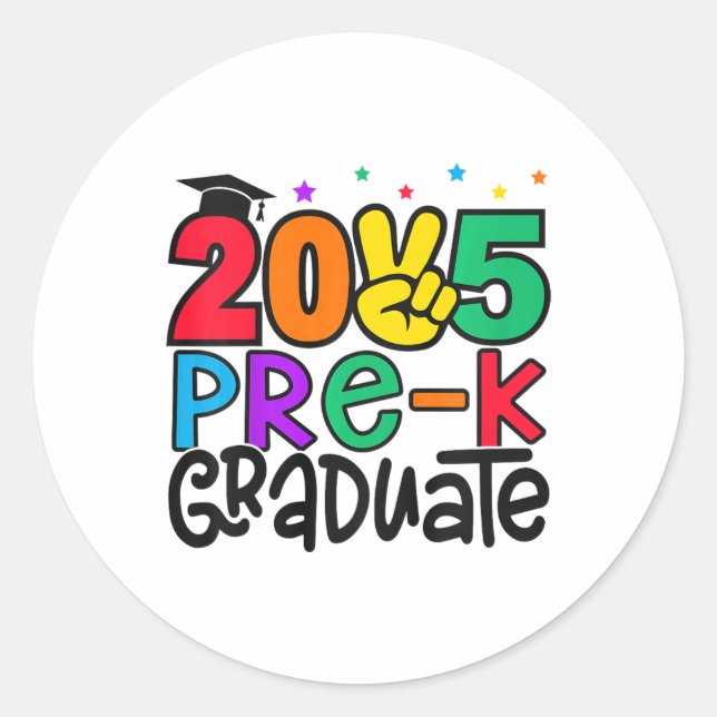 Sticker Rond Enfants Pré-k Graduate 2025 Graduation préscolaire (Devant)