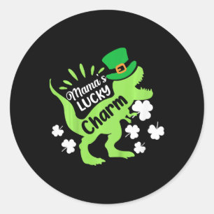 Sticker Rond Enfants Saint-Patrick Mamas Lucky Charm Dinosaure 