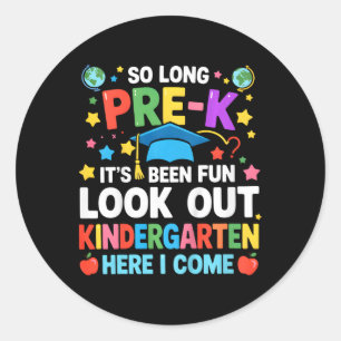 Sticker Rond Enfants Si Long pré-k Graduation jardin d'enfants