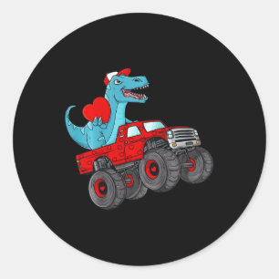 Sticker Rond Enfants Valentines Jour T Rex équitation Monster T