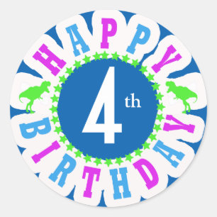 Sticker Rond Enfants's Happy Birthday Circle of Stars ID527