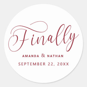 Sticker Rond Enfin Mariage minimaliste Enregistrer la date