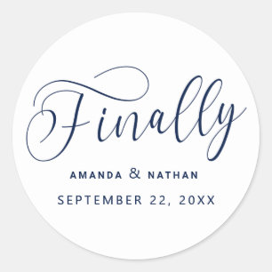 Sticker Rond Enfin Mariage minimaliste Enregistrer la date