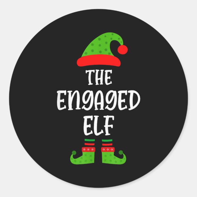 Sticker Rond Engaged Elf Family Matching Christmas Engagement  (Devant)